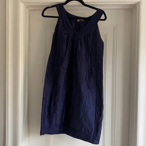 Calypso St. Barth Raw Silk Navy Shift Dress, Size XS
